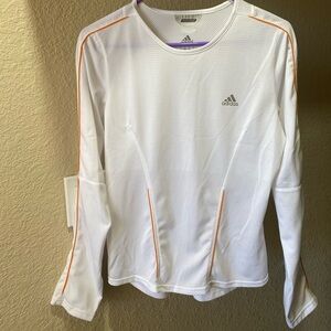 Adidas White Long Sleeve Athletic Top